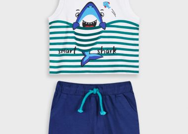 Σετ μπλούζα με βερμούδα για βρεφικό αγόρι (3 - 24 μηνών) | ΜΠΛΕ - Energiers - 